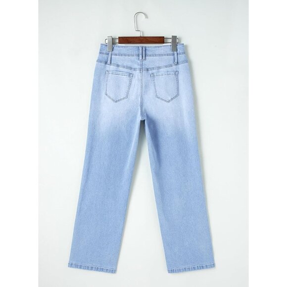 Women's High Waist Wide Leg Stretchy Denim Jeans with Pockets for Casual Wear - Picture 6 of 6